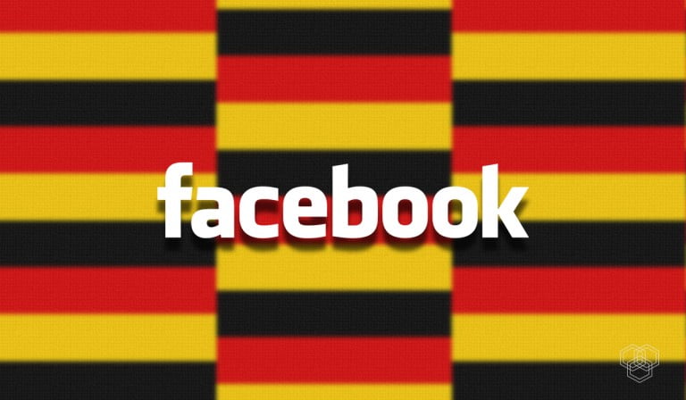 facebook logo with germany flag in the background