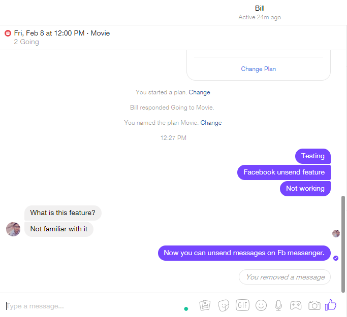 Screenshot Of Facebook Messenger Web Unsend Message Feature