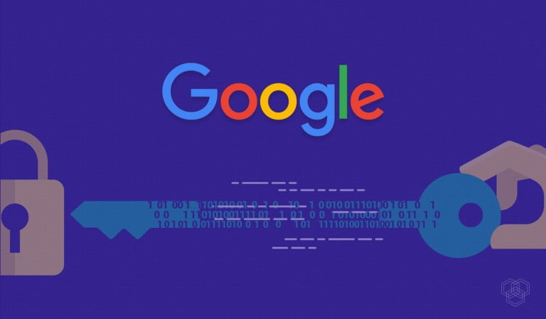 an illustration of Google's logo with a key and lock showing encryption