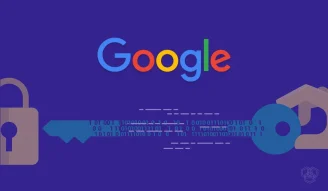 an illustration of Google's logo with a key and lock showing encryption