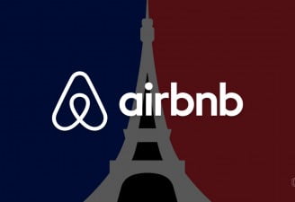 an image with paris eiffel tower and airbnb logo