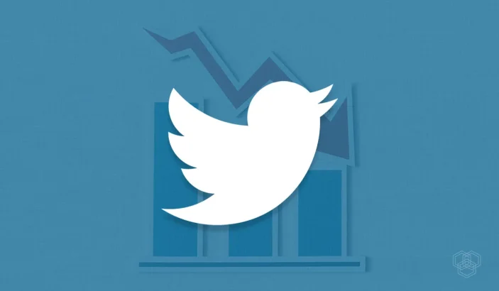 an illustration showing twitter logo with stocks falling in the background