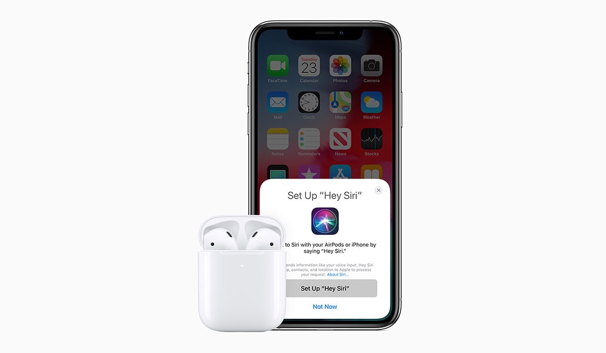 A Photo Of New Apple Airpods 2019 With Action Sheet Showing Connectivity With Iphone Xs