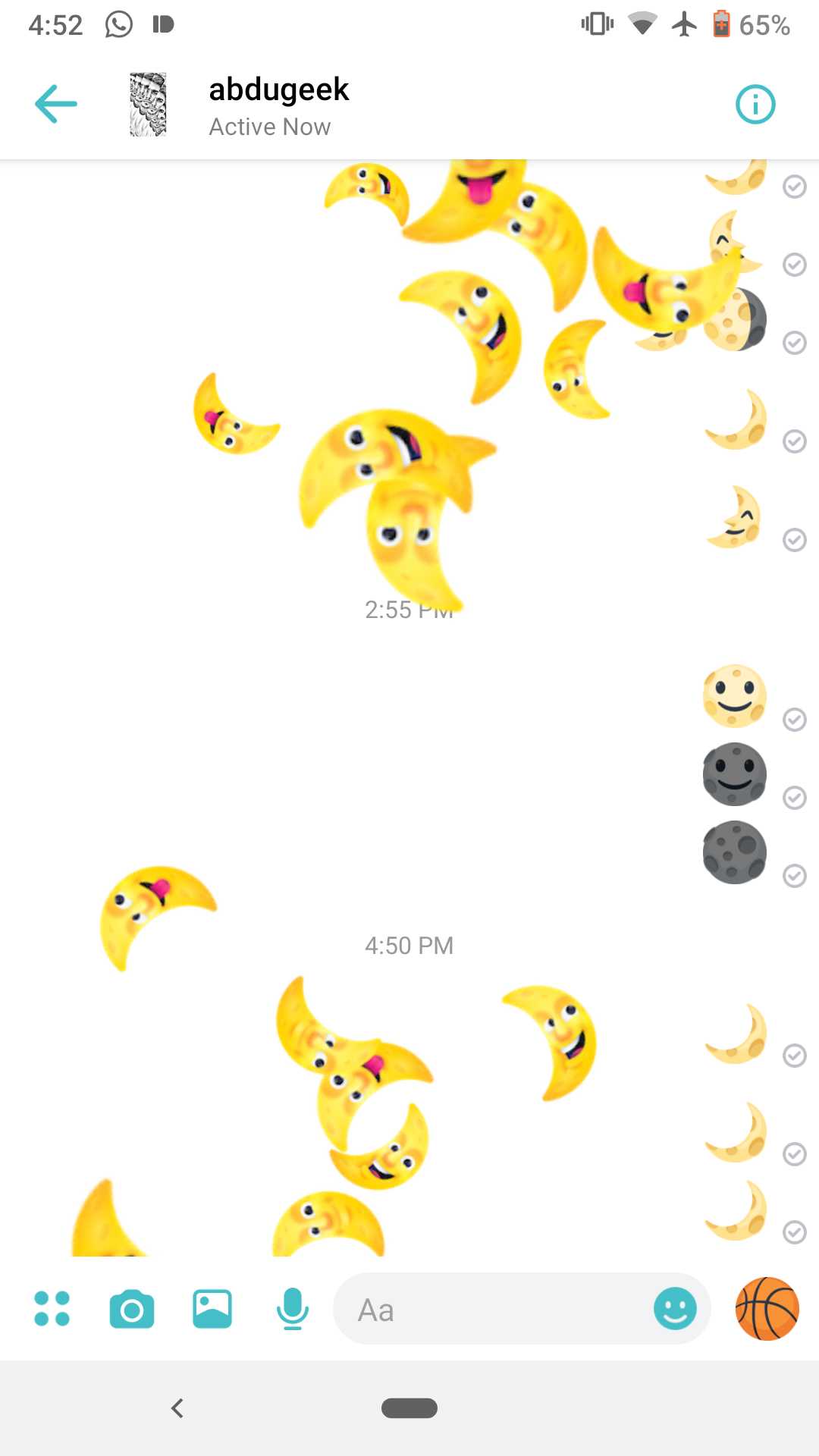 A Screenshot Of Facebook Messenger Chat With Crescents Showering