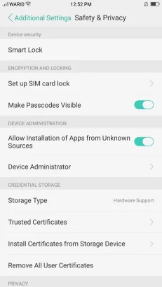 A Screenshot Of Enabling Unknown Sources To Insall Apk File On Android