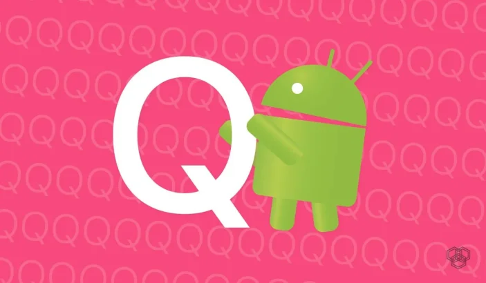 An illustration with Android and Q letter showing "Android Q"