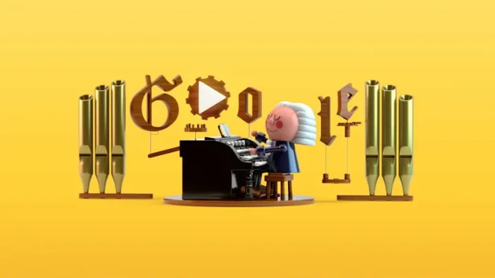 An illustration of Johann Sebastian Bach's doodle on Google
