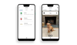 Mockups of two Google Pixel 3 XL showing Google Lookout running
