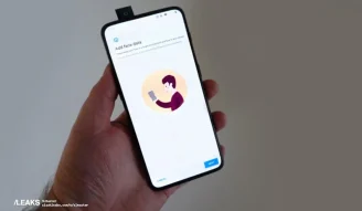 An alleged leaked photo of OnePlus 7 showing a pop-up selfie camera in the hands of a person