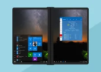 a concept design of a dual screen windows device running