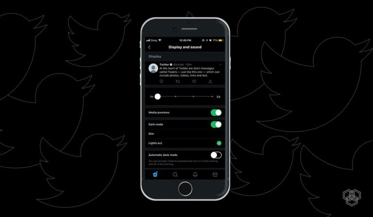 A featured image design for Twitter Lights Out mode aka real black dark mode