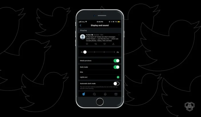 A featured image design for Twitter Lights Out mode aka real black dark mode