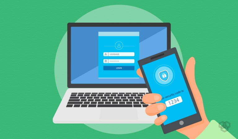 A laptop and a phone with two factor authentication enabled