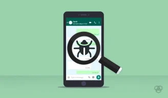 A featured image for WhatsApp Beta bug story showing a phone with a bug