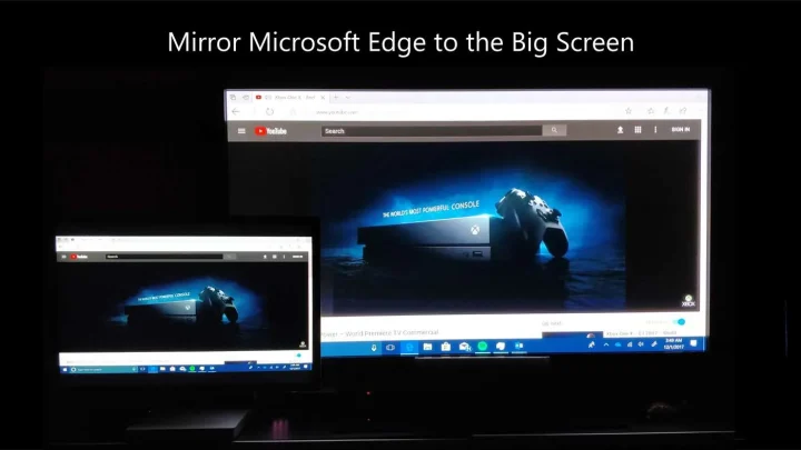 You Can Now Mirror Your Desktop And Android Phone To Your Xbox One 3 Photo Of Microsoft Edge Running On Windows 10 Mirroring To Big Screen