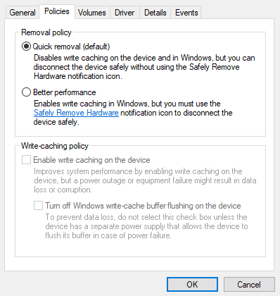 A Screenshot Of Quick Usb Removal Option In New Windows Version