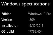 Windows Specifications Setting Showing About Information Of Windows Version, Edition, And Os Build