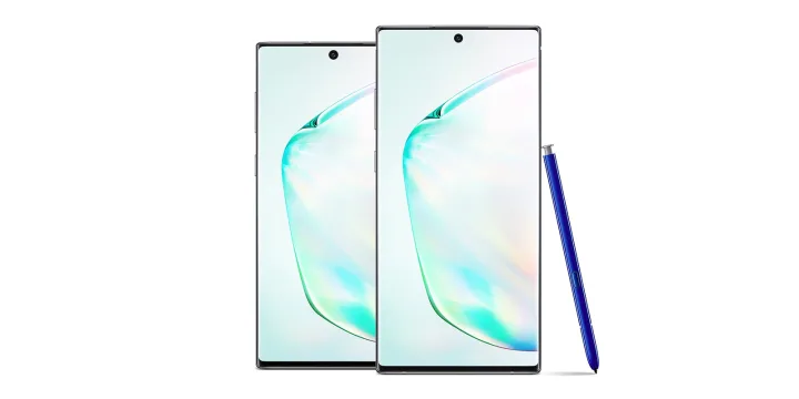 Photo of Samsung Galaxy Note 10 and Note 10 Plus from front