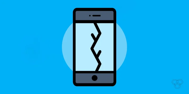 An illustration of an iPhone with iOS update problems