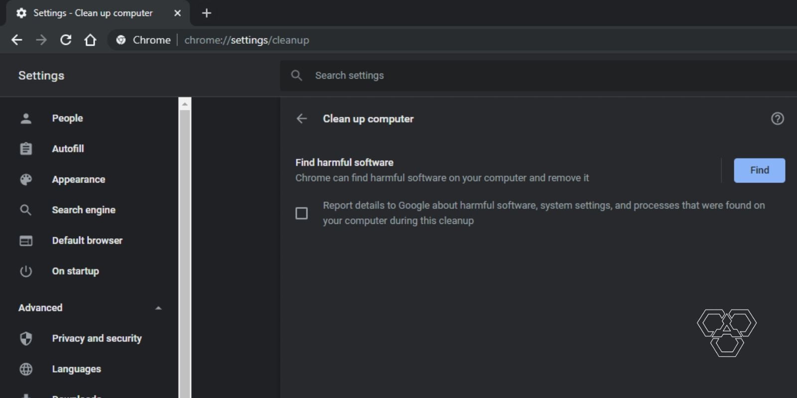 chrome cleanup tools options under the hood