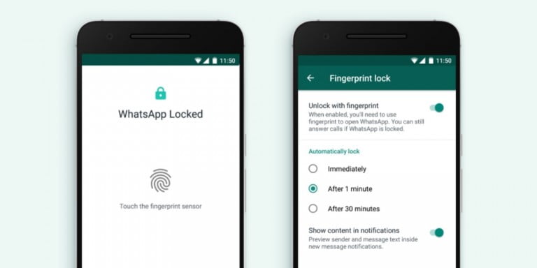 whatsapp android fingerprint lock