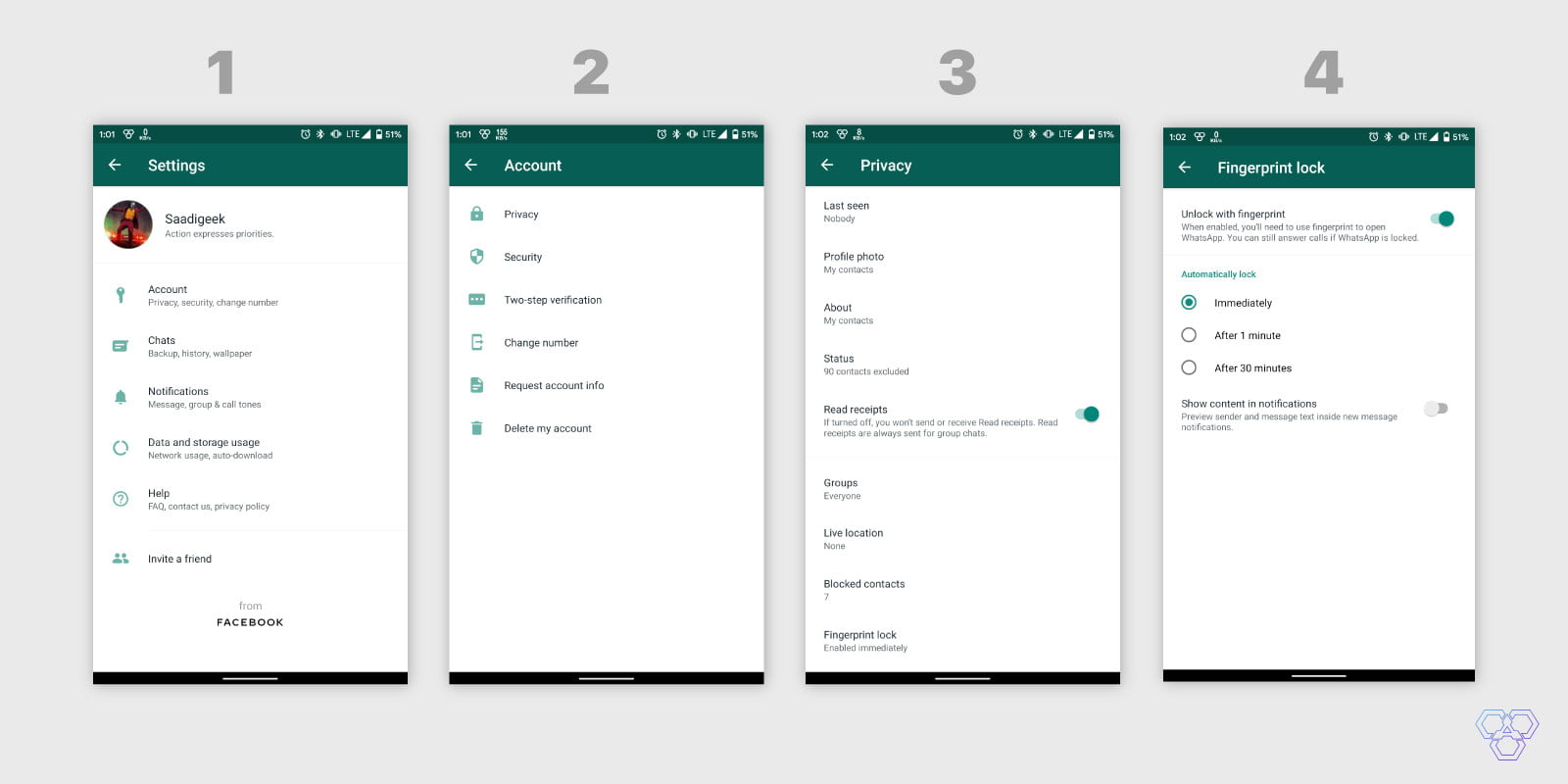 Steps For Android Device To Enable Fingerprint Unlock For Whatsapp