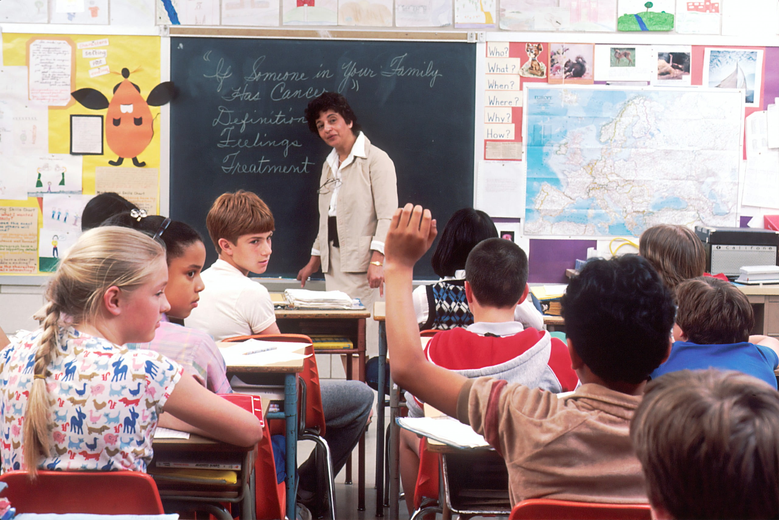 A photo of children getting education in a school