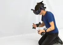 A person using a virtual reality device