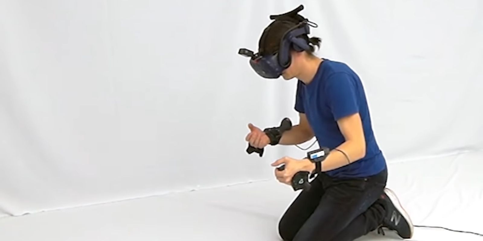 A person using a virtual reality device