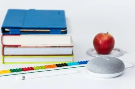 Photo of educational books and tech products
