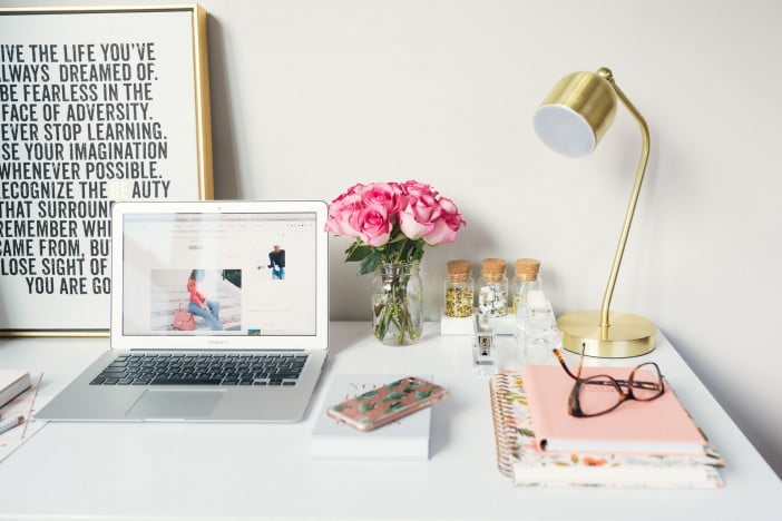 A Blogging Setup Of A Woman