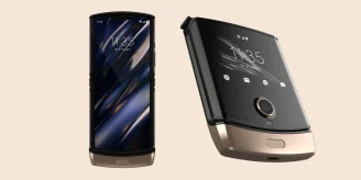 Motorola Razr phone in gold