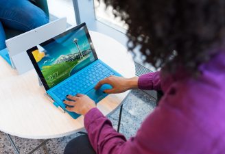A girl using Windows laptop