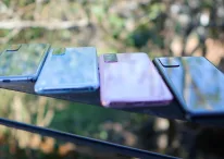 A photo of Samsung smartphones