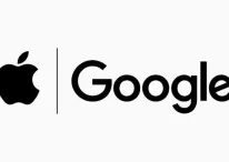 Apple and Google logo in black and white