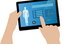 Someone looking at a medical chart on a tablet