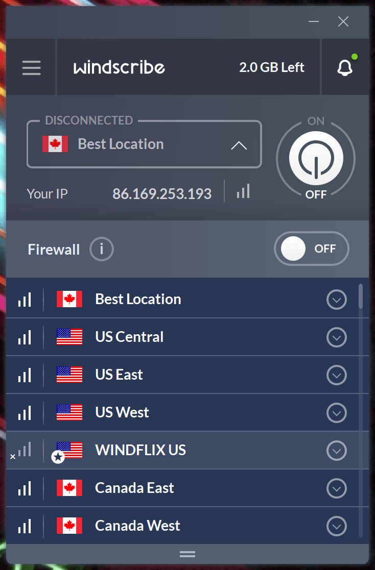 windscribe vpn data cap