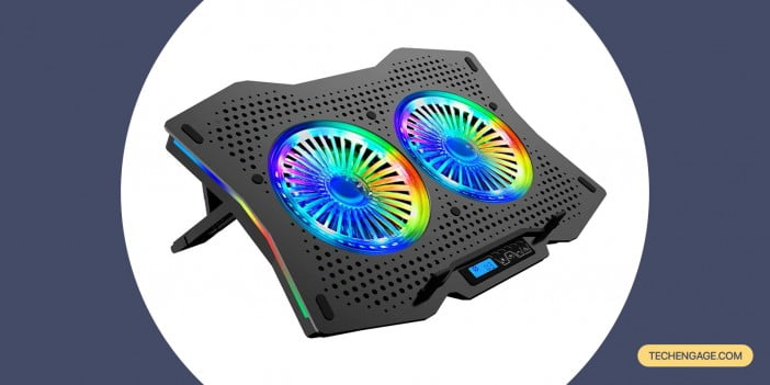 AICHESON Full RGB Lights Pad de refroidissement pour ordinateur portable 2 ventilateurs de Turbine pour ordinateurs portables de jeu 15,6-17,3 pouces
