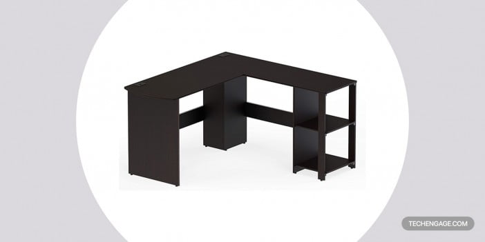 SHW L-Shaped Home Office Wood Corner Desk, Espresso