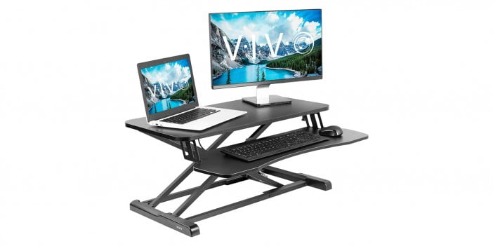 VIVO Black Height Adjustable 32 inch Standing Desk Converter