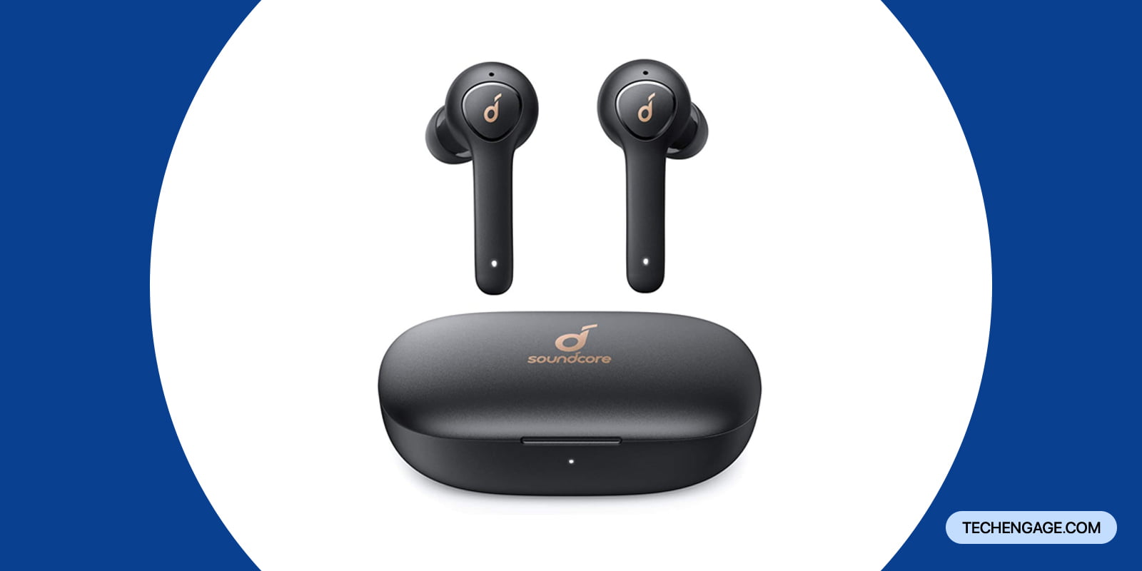 True Wireless Earbuds With Compact Charging Case Showing Led Battery Indicator And Usb-C Port
