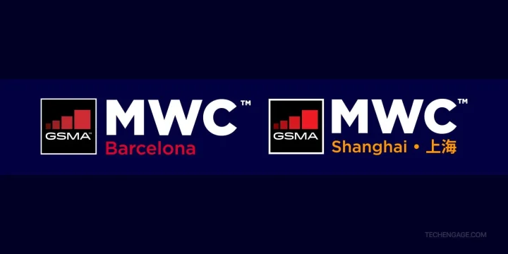 The logos of MWC Barcelona and MWC Shanghai