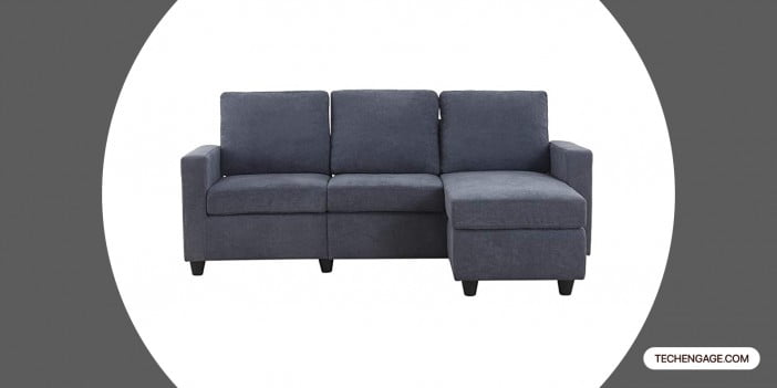 HONBAY Convertible Sectional Sofa Couch for Small Space Dark Grey