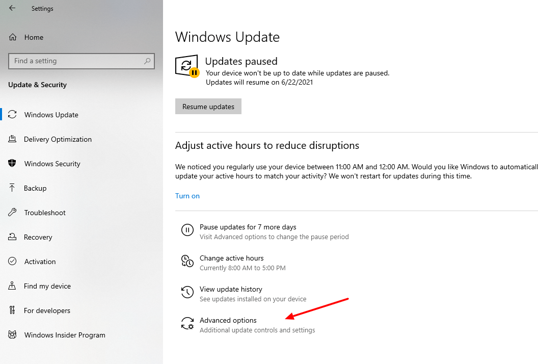 Screenshot Of Advanced Controls In Settings Of Windows 10