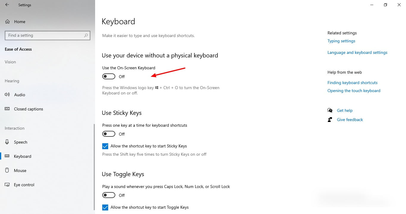 Screenshot Of Keyboard Feature In Windows 1