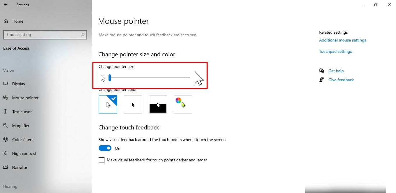 Screenshot Of Mouse Pointer Size In Windows 10