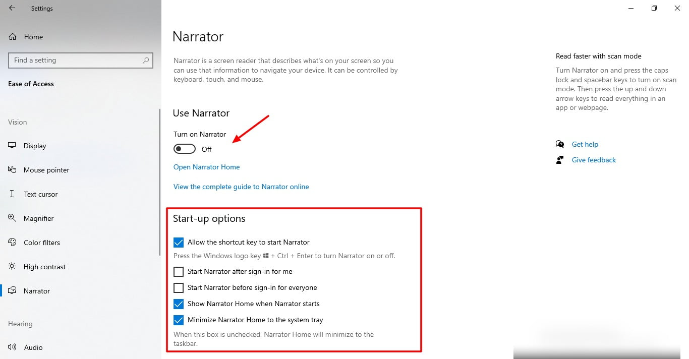 Screenshot Of Narrator Feature In Windows 10