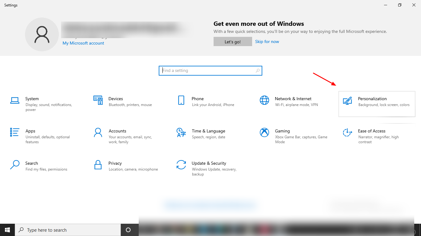 Screenshot Of Personalization Tab On Windows 10 Settings