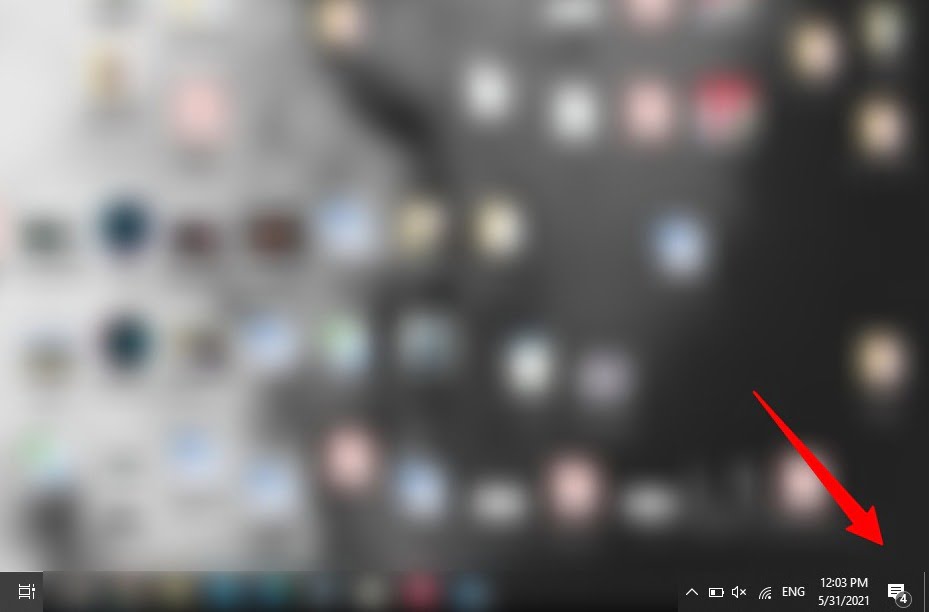 Screenshot of The icon of Notification Center in Windows 10