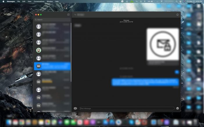 screenshot of iMessages on Mac